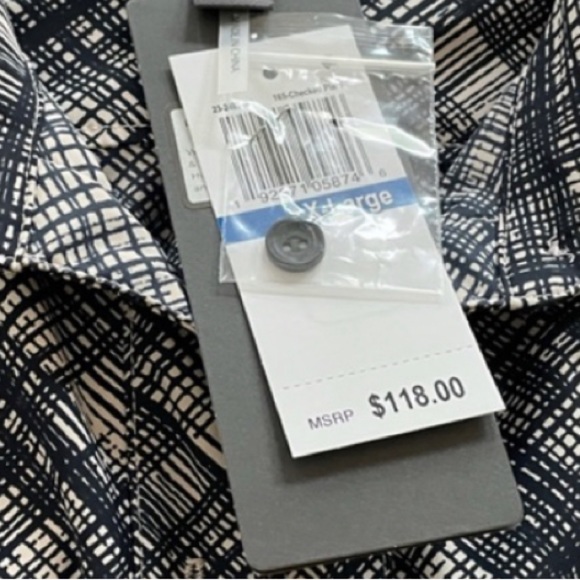 LYSSE Checkered Plaid Microfiber button-down long sleeve blouse NWT XL blue/whit - Picture 6 of 6